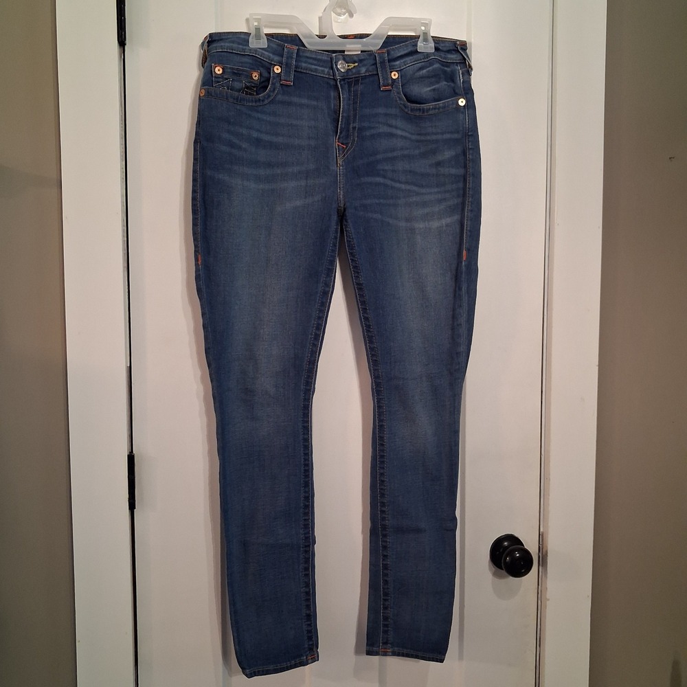 True Religion Curvy Skinny Jeans Women 32 Blue Denim WBT1D061OM Y2K Designer